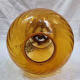 1960 amber glass & bronze pendant light