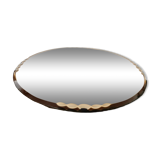 Round beveled amber pink mirror