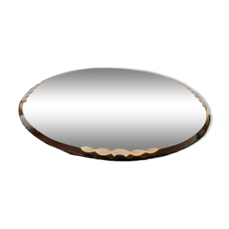 Round beveled amber pink mirror