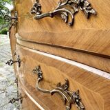 Louis XV style commode in marquetry, 20th century.
