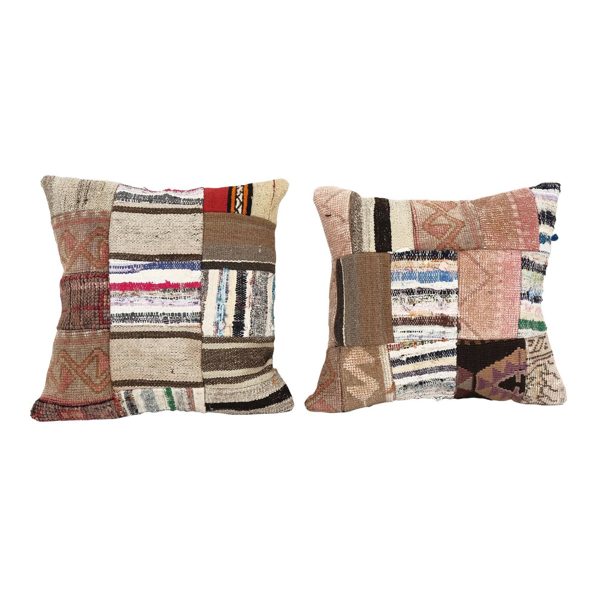 Set of 2 vintage kilim cushion covers 46x46 cm