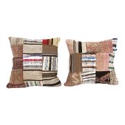 Lot de 2 housses de coussin kilim vintage 46x46 cm