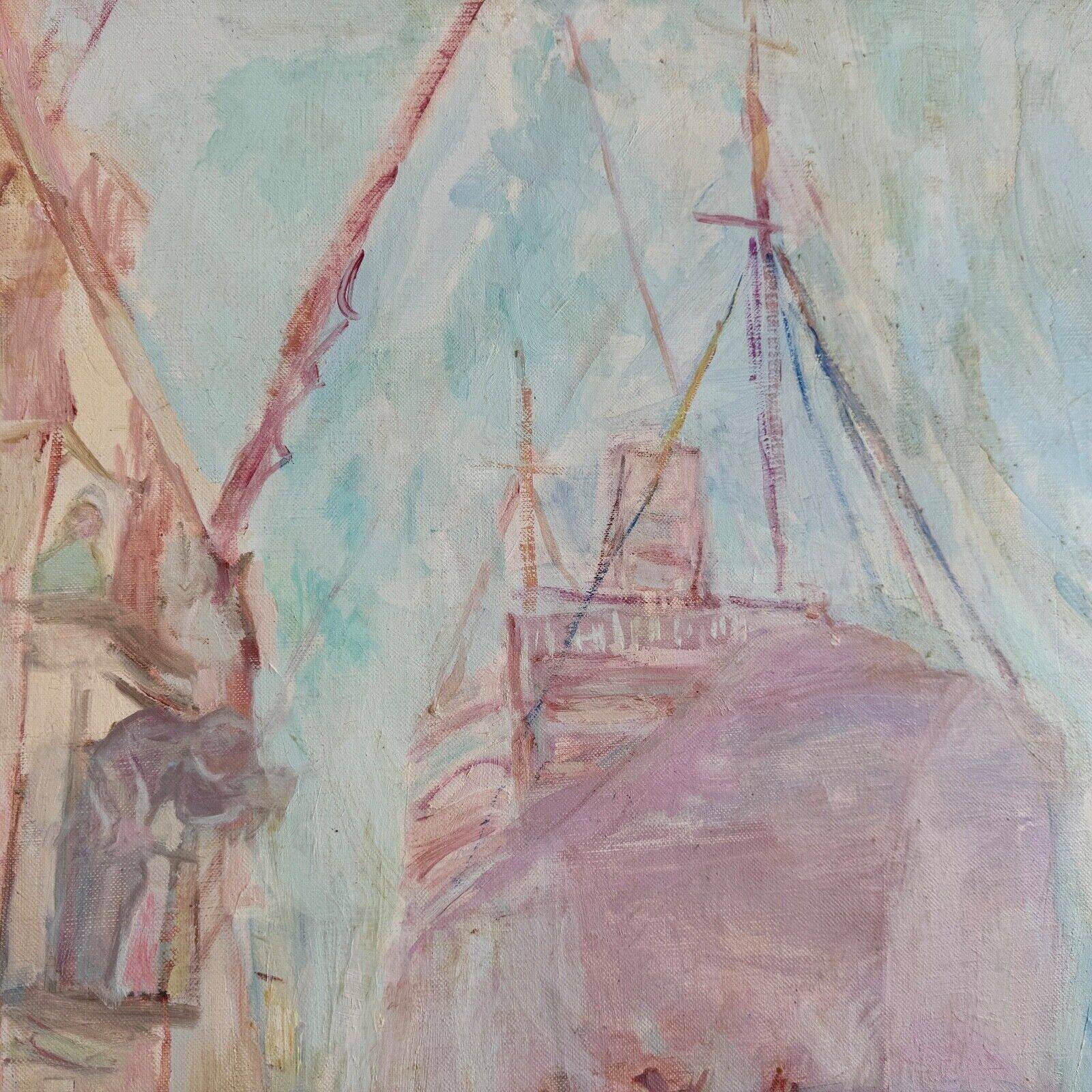 Oil on canvas representing the port of Nantes by J. Levy 20th century