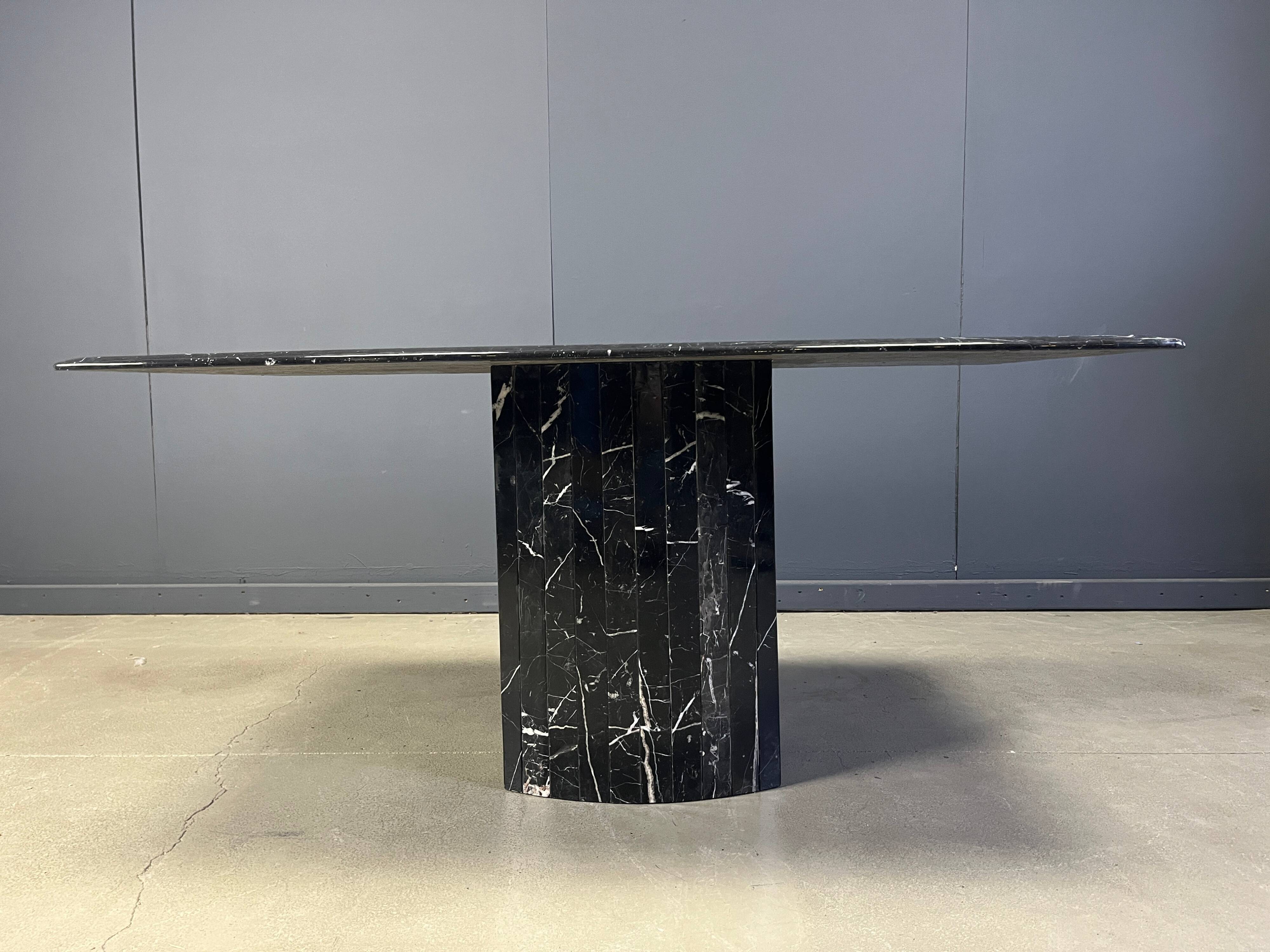 Vintage black marble dining table, 1970s