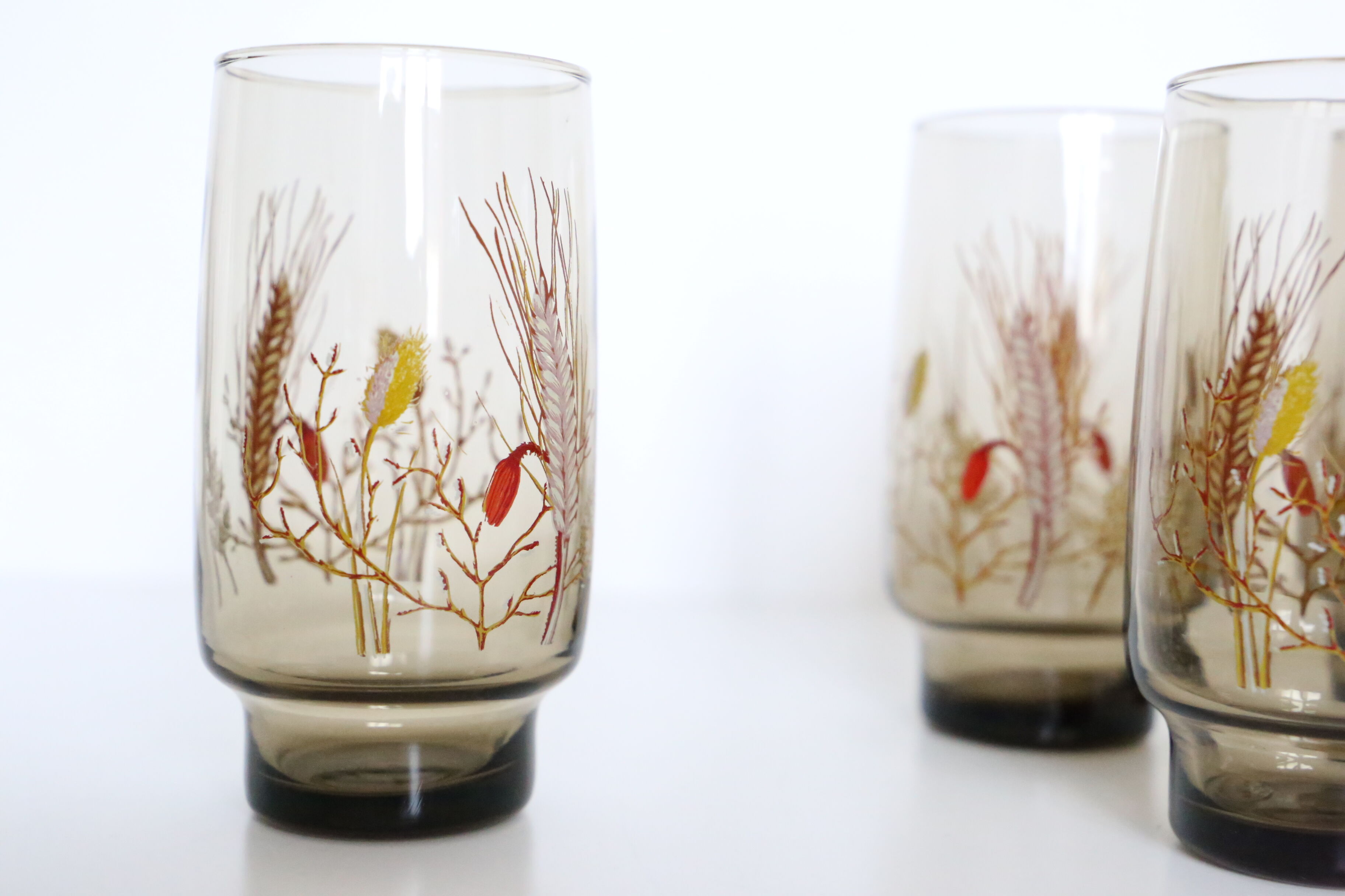 Set of 6 vintage smoked glasses