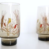 Set of 6 vintage smoked glasses