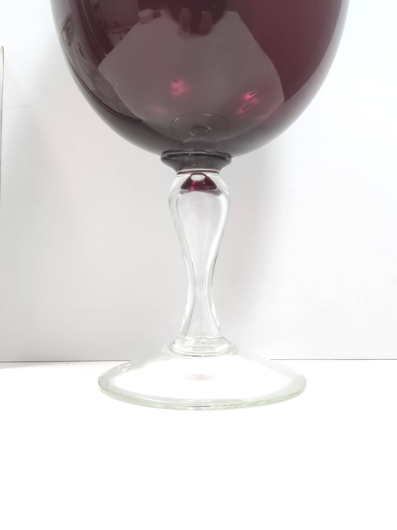Vintage Crimson Hand-Blown Glass Vase, Empoli, Italy