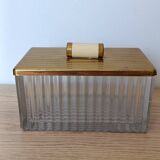 Vintage decorative box in ribbed glass – 1960s/70s