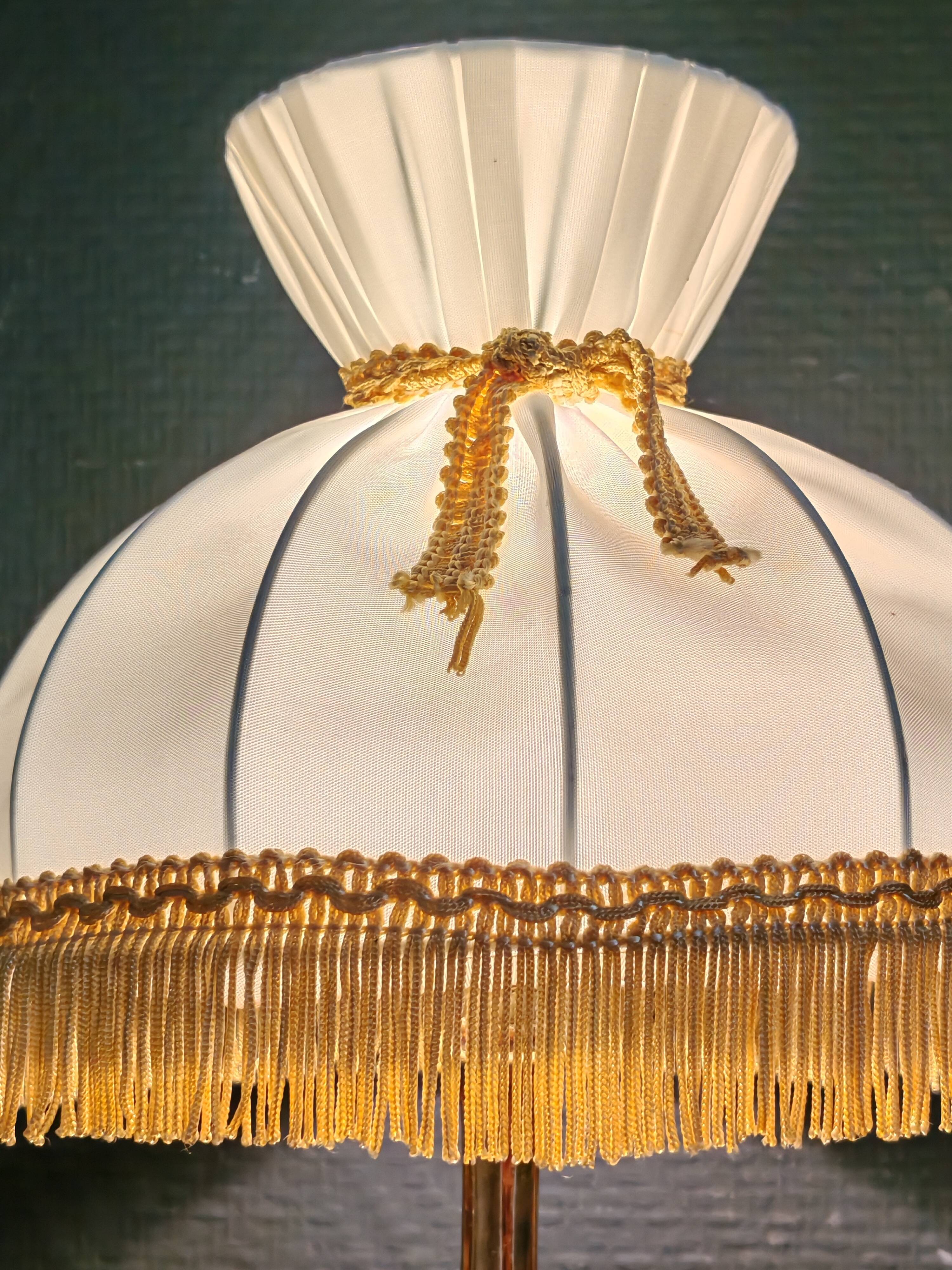 Vintage Gold Brass Table Lamp – Pleated Umbrella Style Lampshade