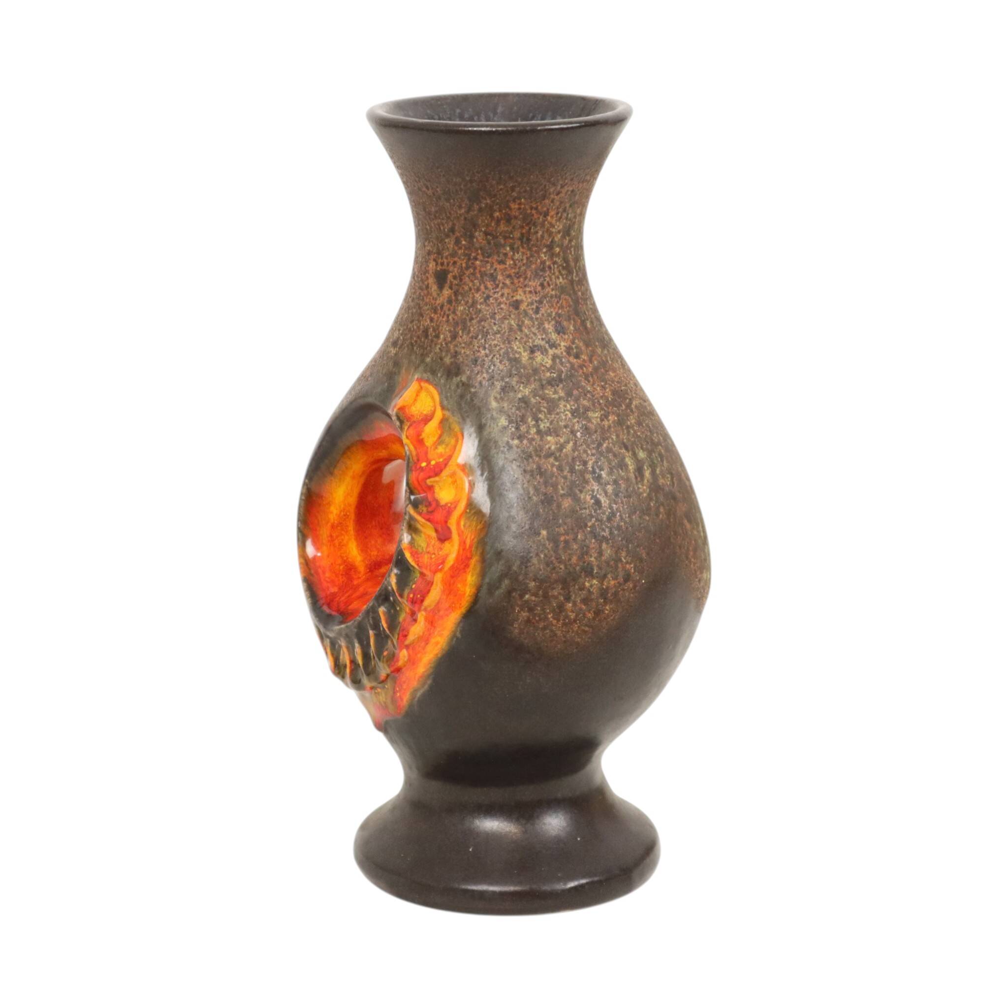 Rare Orange Fat Lava Vase West Germany Walter Gerhards 26cm