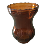 Amber glass tulip for suspension or kerosene lamp. Hemmed edge