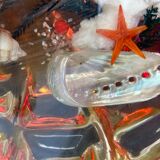 Resin ashtray or altuglas - shell shape, shell inclusion, fish, coral ect