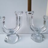 Duo of crystal candle holders