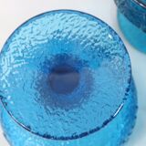 Vintage light blue glass cups set for 6