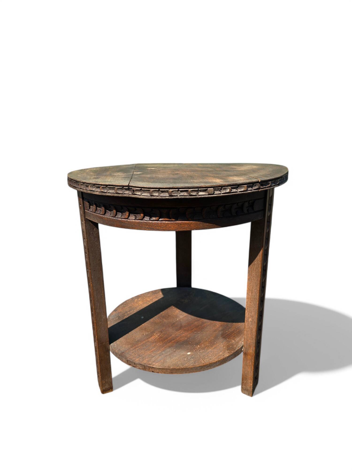 Antique side table with carved details