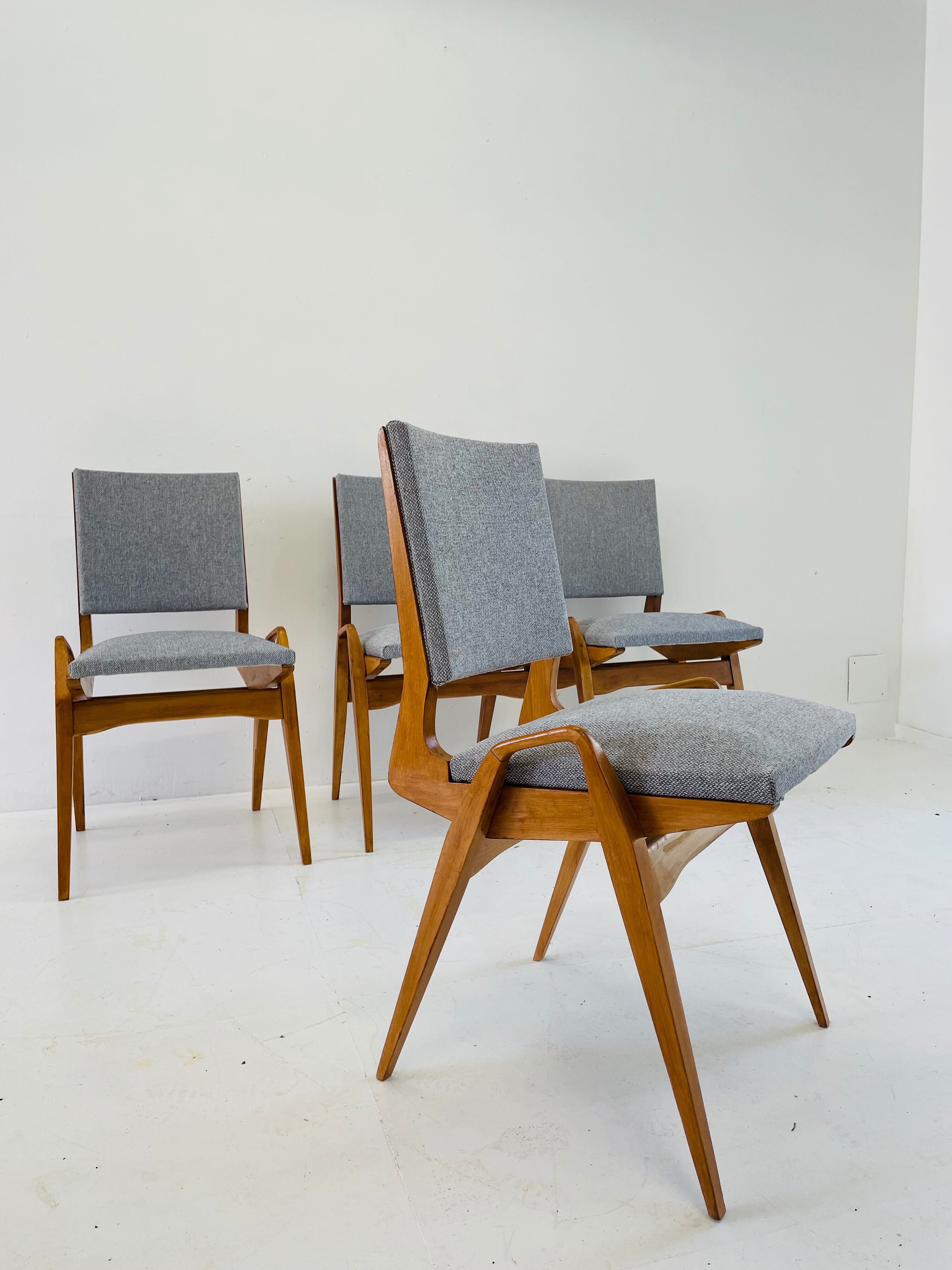Suite of 4 chairs by Maurice Pre restored 1950