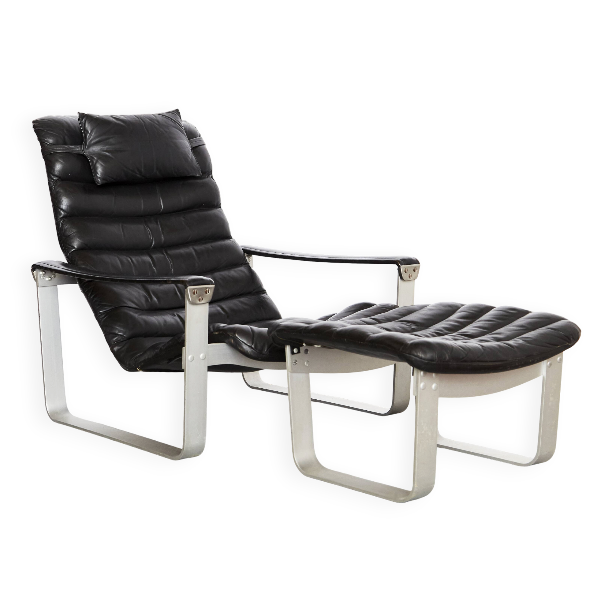 Lounge chair and ottoman Ilmari Lappalainen "Pulkka" for ASKO