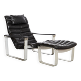 Lounge chair and ottoman Ilmari Lappalainen "Pulkka" for ASKO