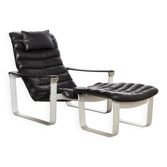 Lounge chair and ottoman Ilmari Lappalainen "Pulkka" for ASKO