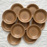 12 hollow plates caps in vintage Longchamp stoneware