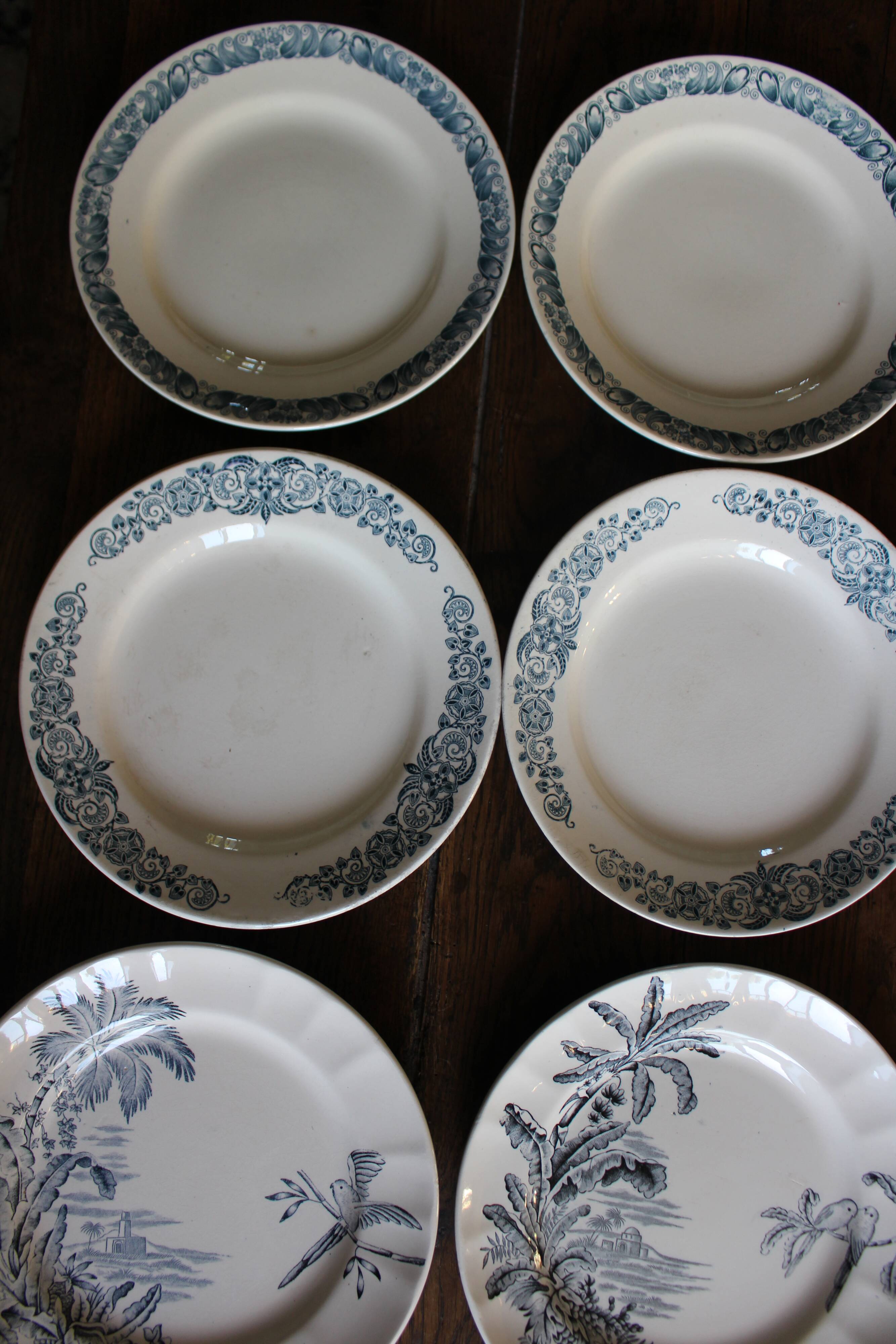 6 Terre de Fer blue Marcel Alésia Exotic Longchamp plates