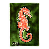 Petite plaque murale hippocampe en céramique émaillée - porte-clefs