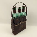 Set 3 bottles with leather bottle holders