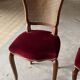 Set of 4 Louis XV style chairs in cherry wood – canework and burgundy velvet