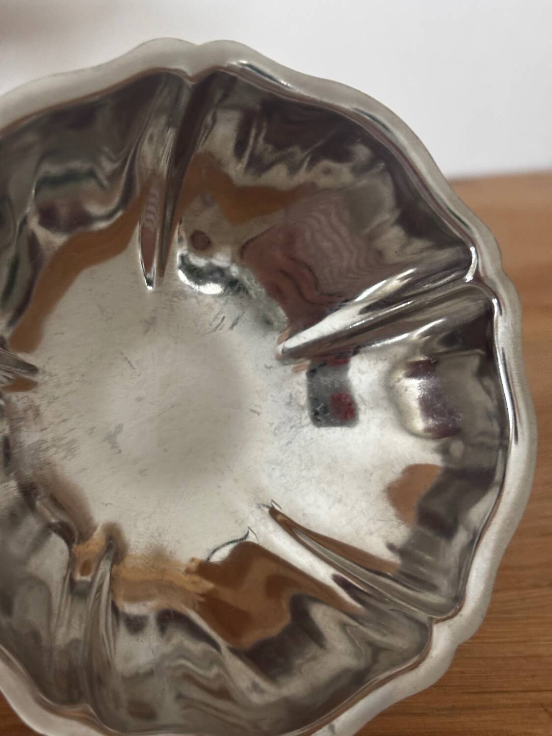Vintage set of 6 finely engraved stainless steel bowls.