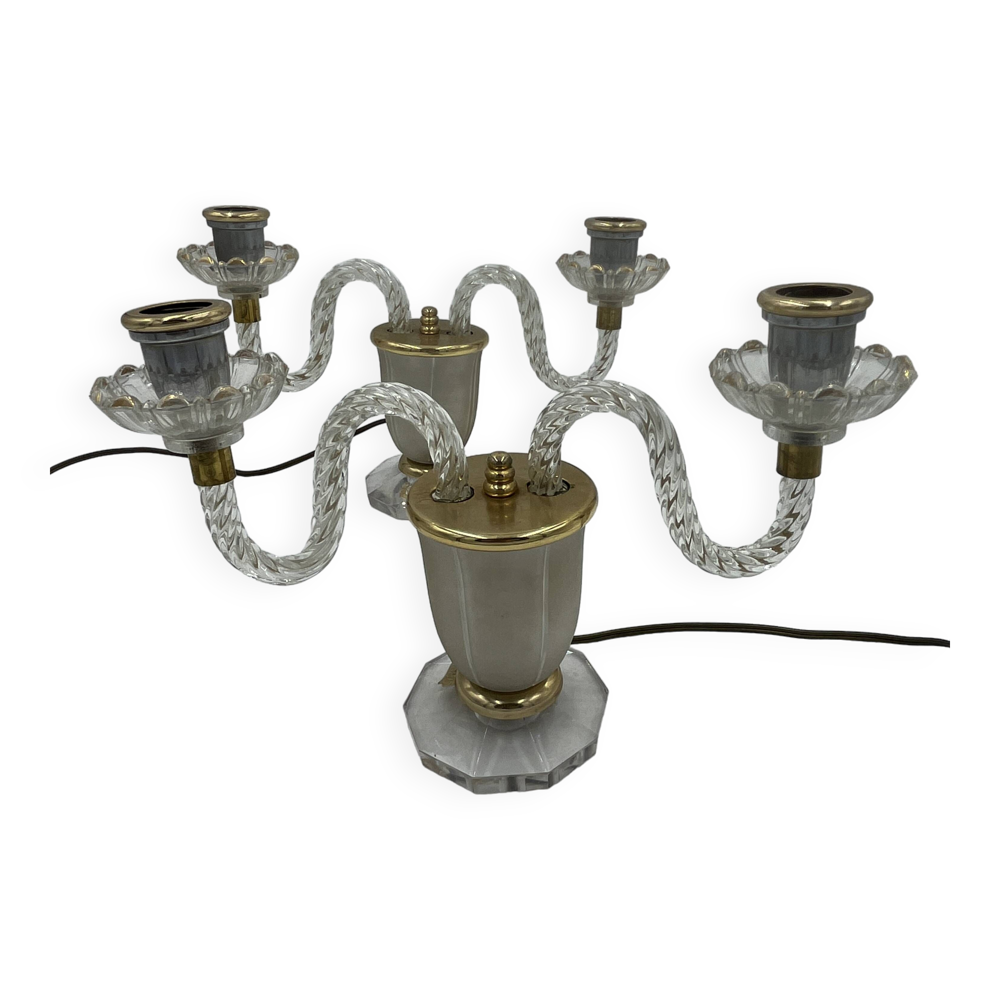 Pair of Crystal Candelabra Lamps - Val d'Andelle