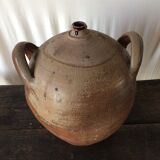 Terracotta jar with double handle vintage kitchen decoration