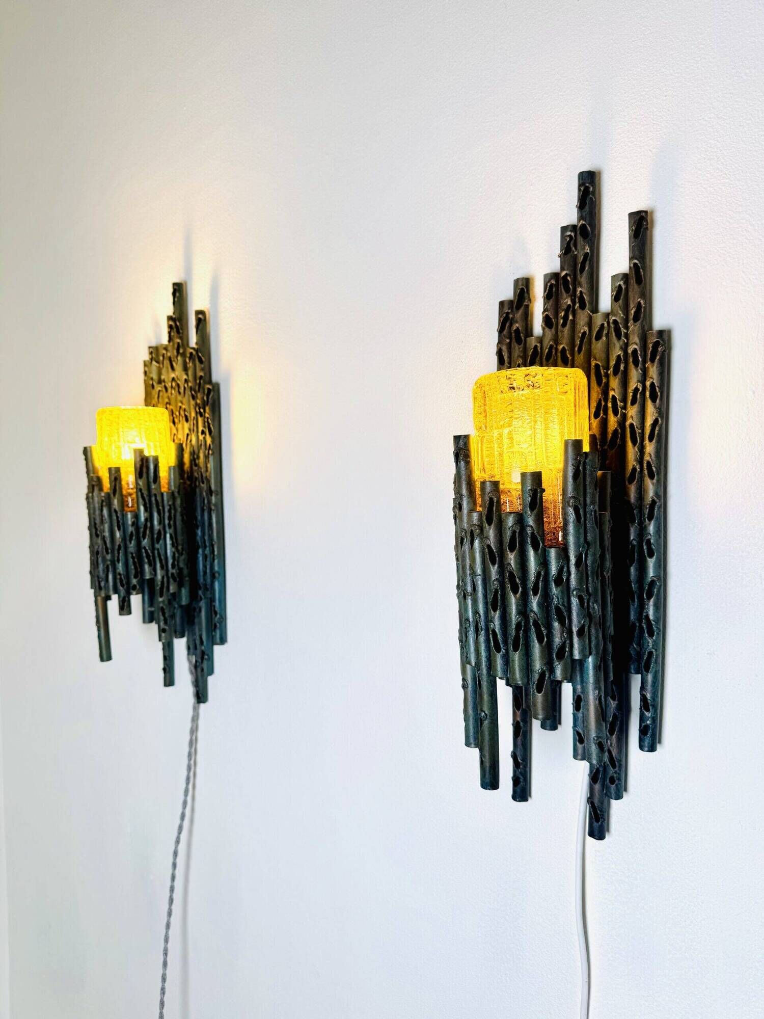 Brutalist Wall Lamps By Marcel Fantoni For Fantoni Studio Firenze, Italy 1960S