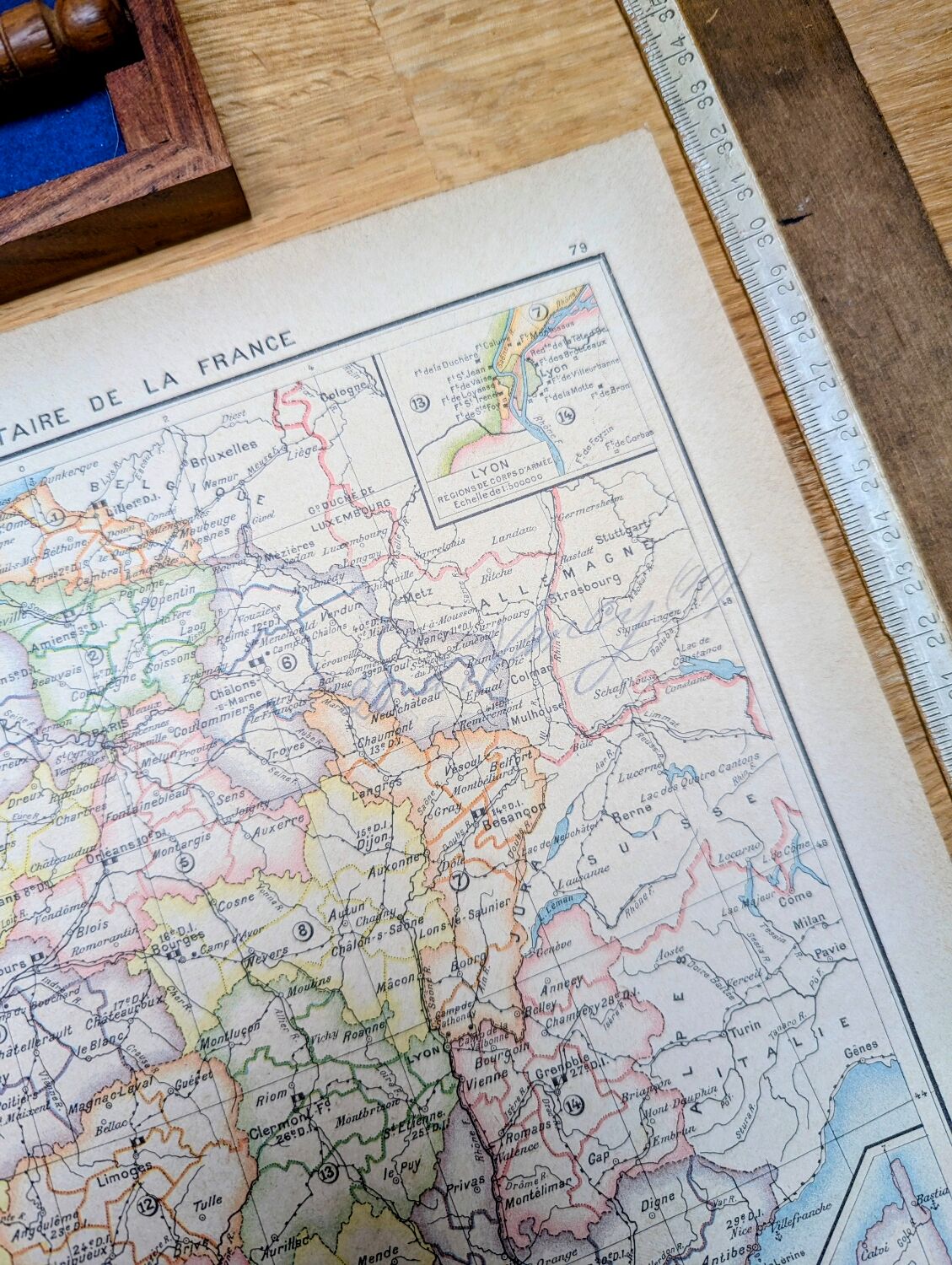 Military map of France, original printed in 1896.
