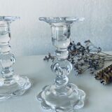 Pair of glass candle holders