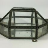 Metal and brass wall light with mirror background 1900