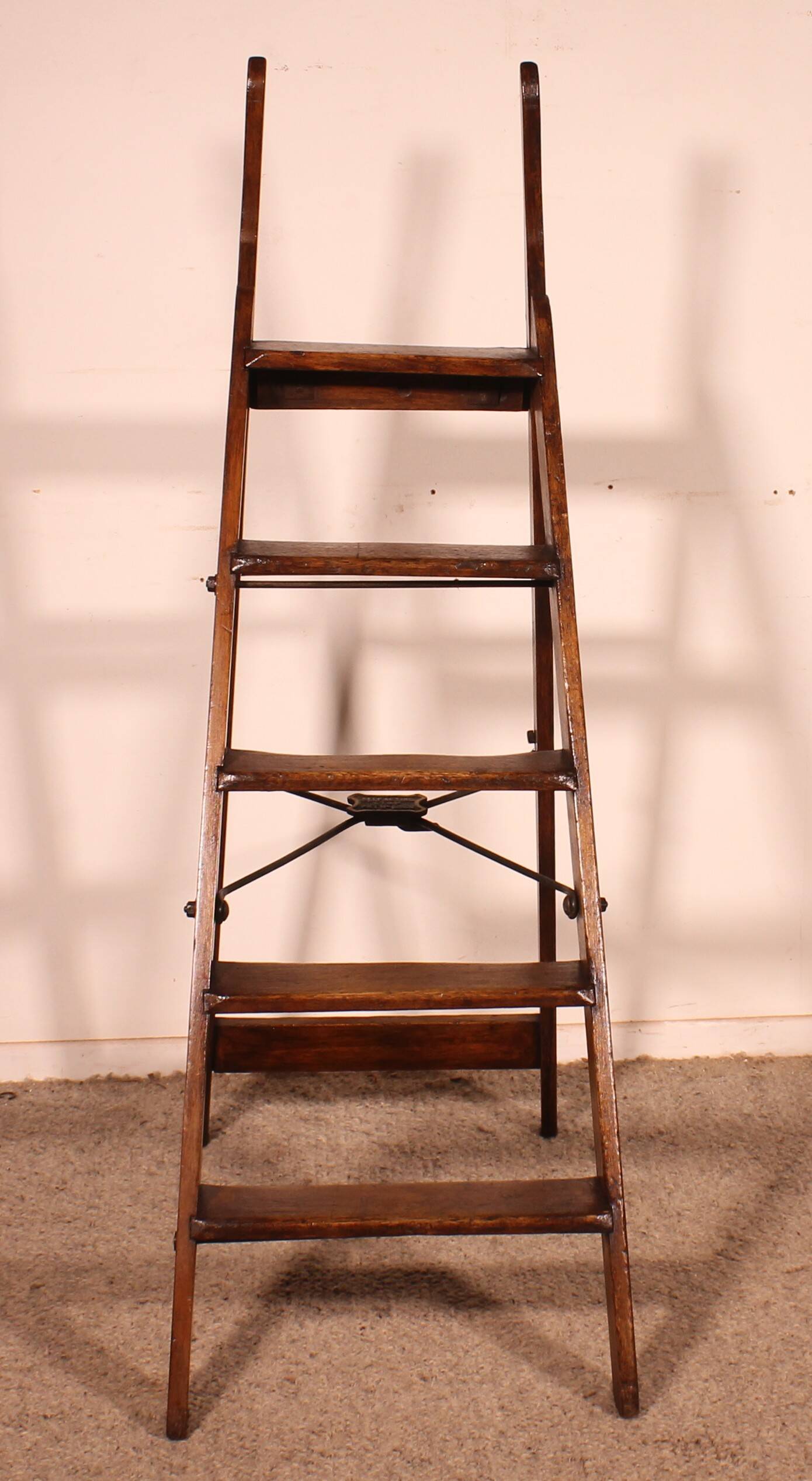 19th-century mahogany library ladder