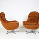 Set of two orange wing armchairs Interier Praha, Czechoslovakia