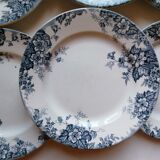 6 flat plates wolf mill blue and white iron earth