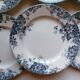 6 assiettes plates moulin des loups terre de fer bleu et blanc
