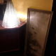 70s glass and metal slat design lamp