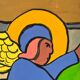 The angel Gabriel and the Magi, oil on paper signed John.