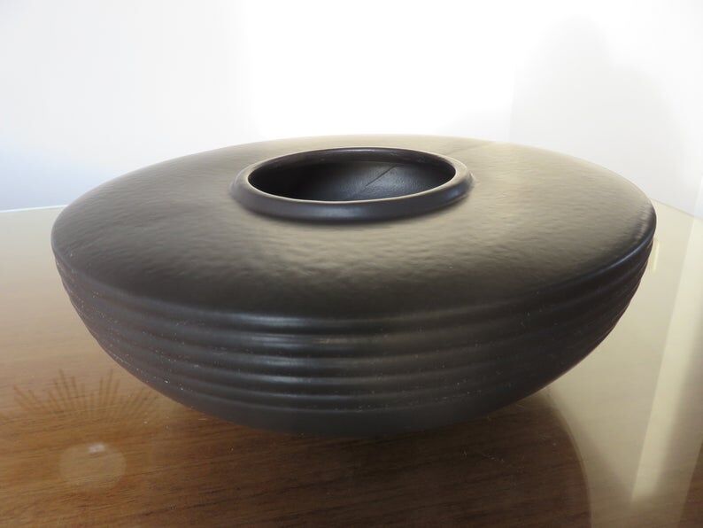 St Clement's matte black ceramic vase from the 1960s