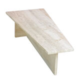 Architectural coffee table from the 70s in modernist travertine