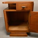 Pair Art Deco Nightstands or Bedside tables Oak and Glass, Netherlands, 193