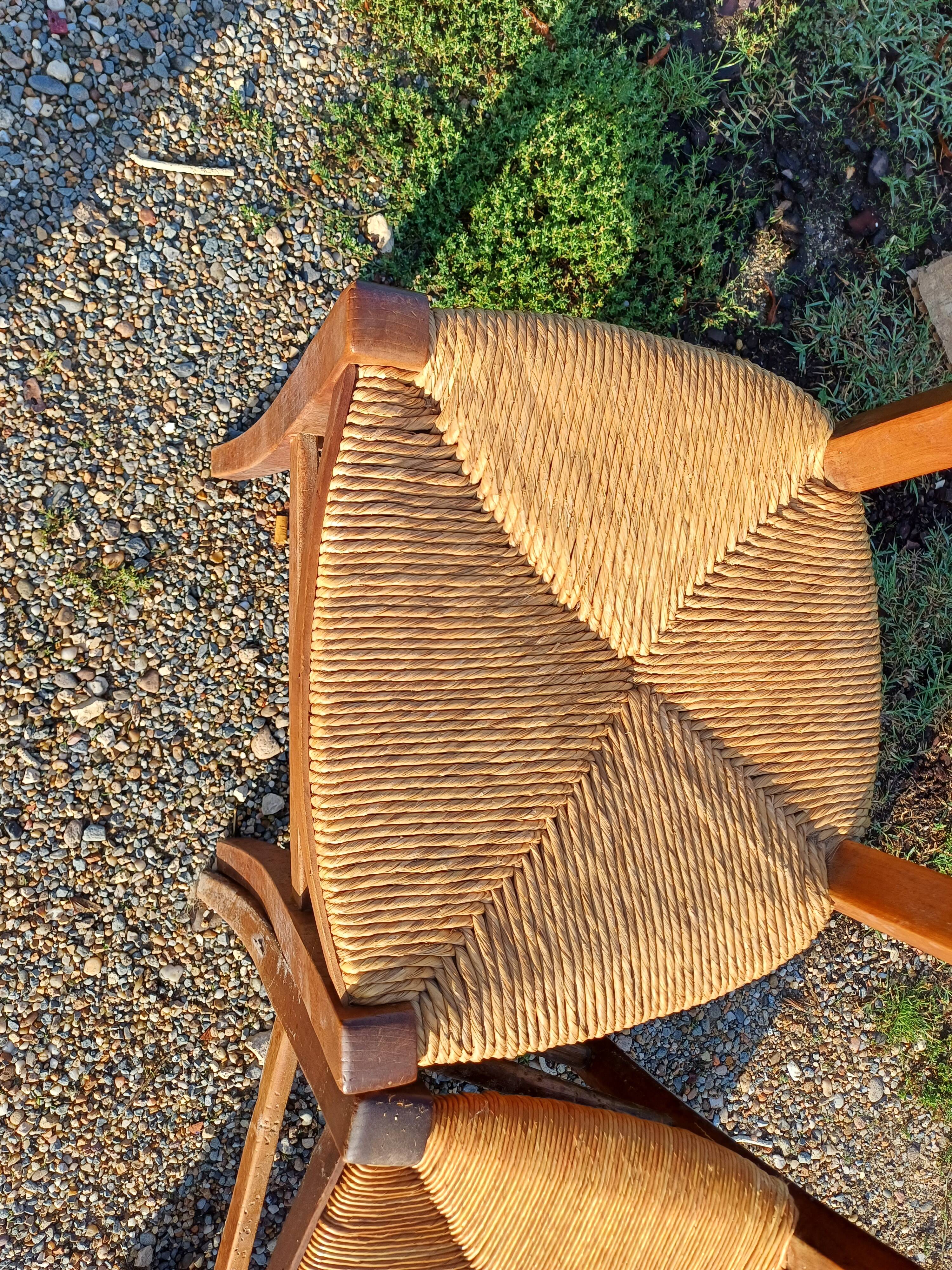 6 old straw chairs