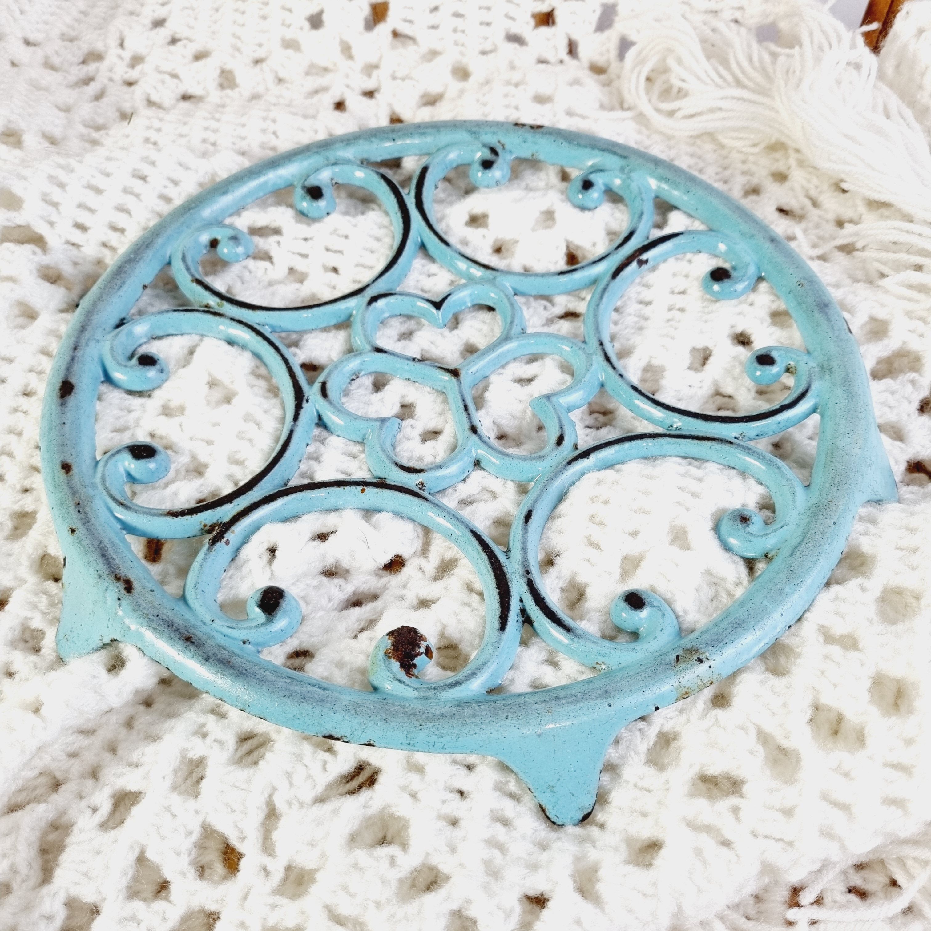 Sky blue cast iron underside