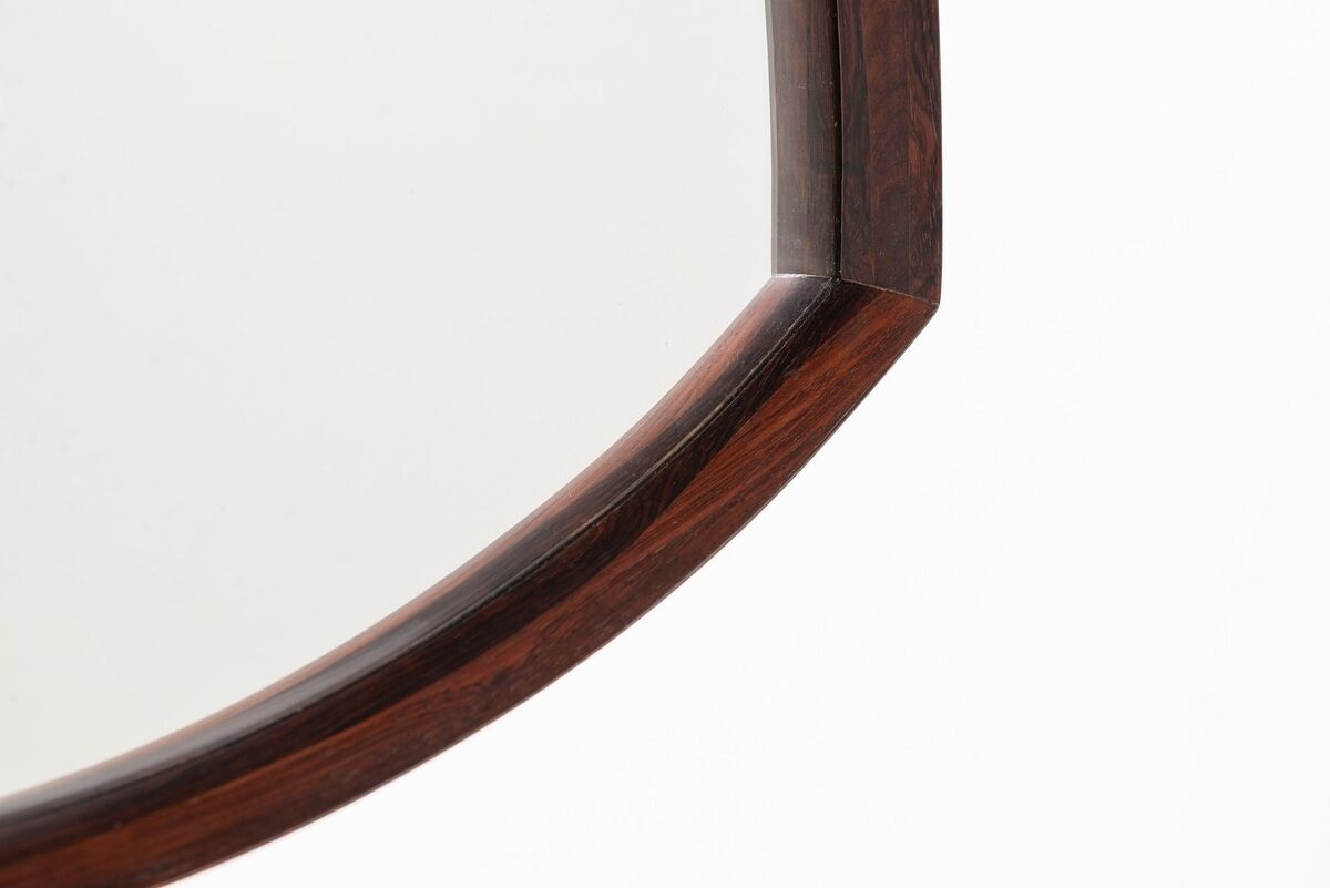 Thomas Poss Eferfolger wall mirror in rosewood triangular Denmark 1960