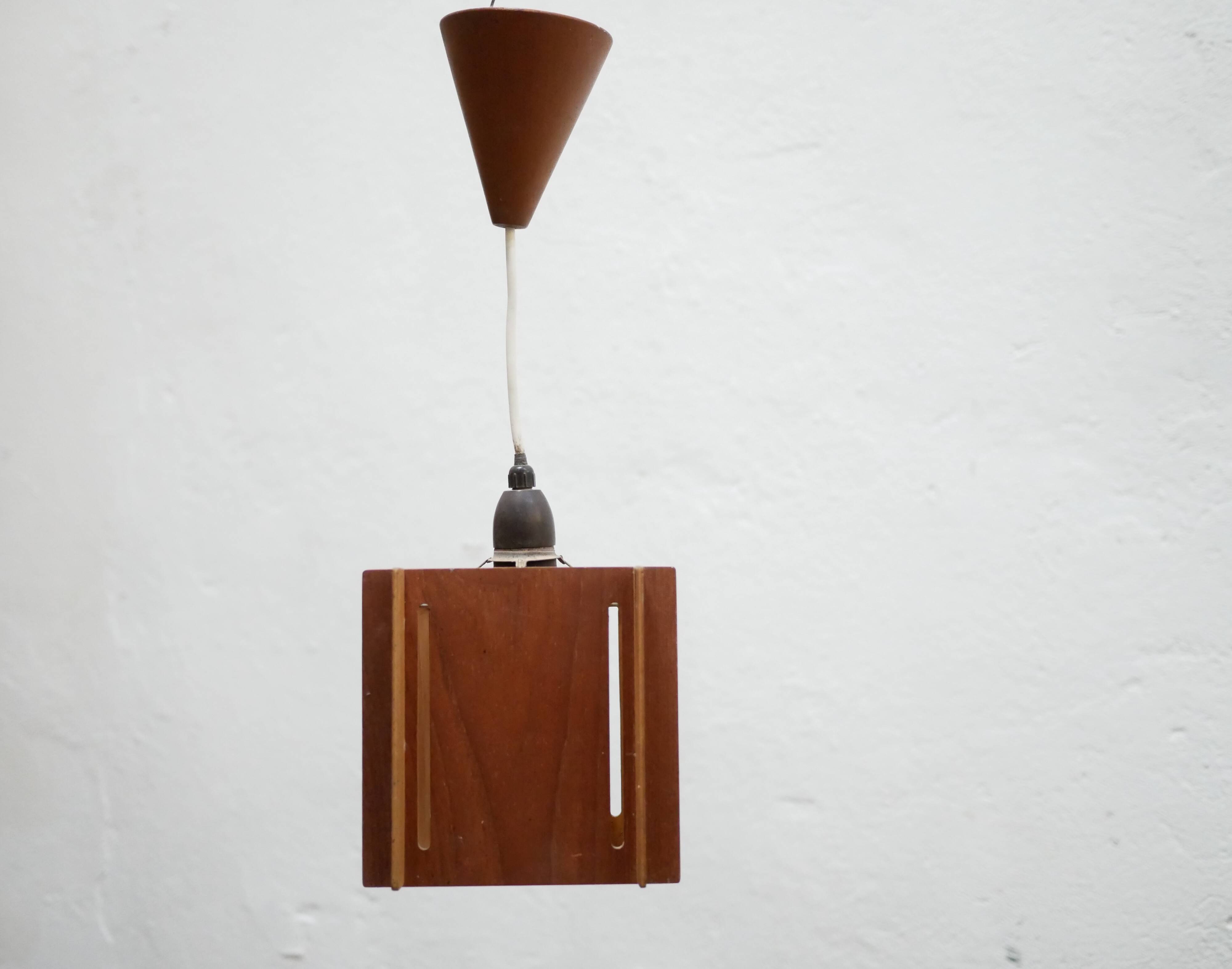 Vintage Scandinavian teak pendant lamp
