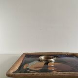 Square trinket dish in glazed ceramic, signed by F. Baudet, France 1970