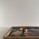 Square trinket dish in glazed ceramic, signed by F. Baudet, France 1970